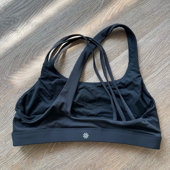 Athleta Train Free Asymmetrical Charcoal Strappy Sports Bra - Picture 2 of 3